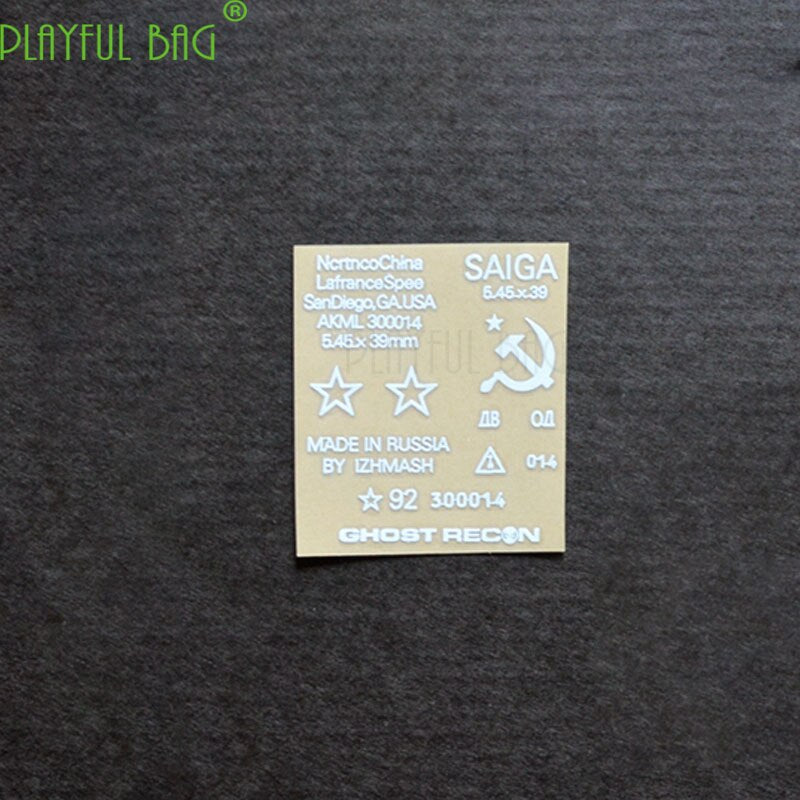 playful bagOutdoor activity CS Lehui AK 74U Metal waterproof DIY sticker Jinming M4 Jin Ming M4 continuous water bomb lovers HK416 L28