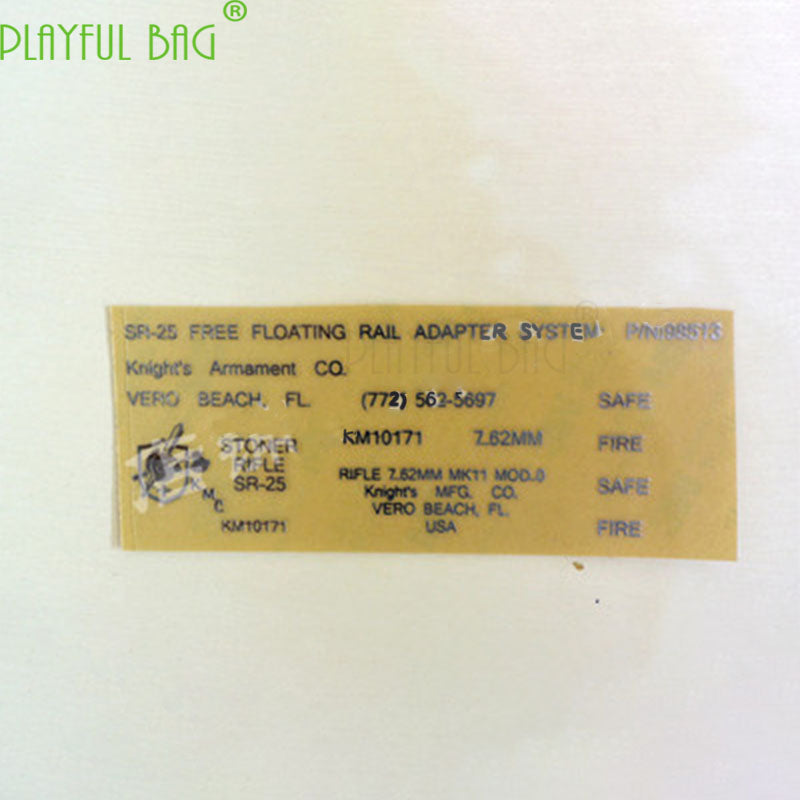 playful bagOutdoor activity CS SR25 toy gel water bomb gunMetal waterproof DIY sticker mk18 Jinming scar M4 HK416 Le Hui AK 74U L02