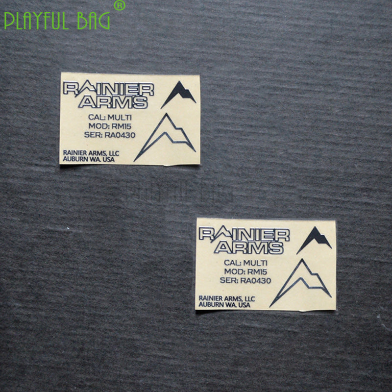 playful bagplayful bag Outdoor CS Rainier arms metal stickers Jinming ak10 M4 electric water bullet gun Stickers L78