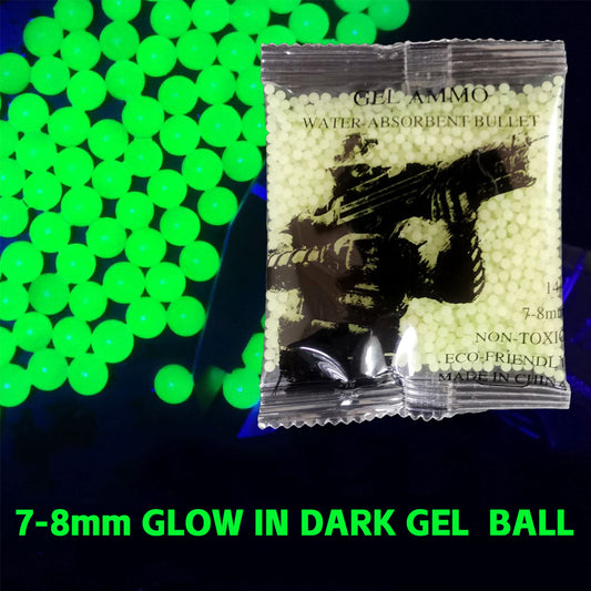 5 pack Glow-in-dark Gel Ball 7-8mm Toy Bullets Night Fluorescent Crystal Ball Water Absorb Beads Gel Ball Gun Accessory QJ69