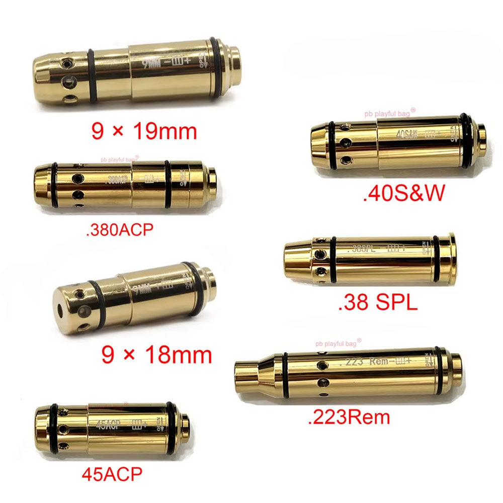 Red Laser Cartridge Bore Sighter .223Rem 40S&W 45ACP 9mm Training 2MW Laser Bullet Toy Accessories QG542 380ACP 38SPL 9 18MM