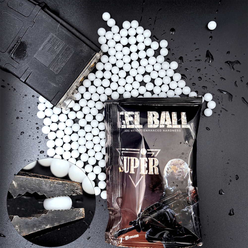 7-8mm Ultra White Gel Balls - Reinforced Toy Ammo for Gel Blaster - Milky White Harden Upgrade - Durable Water Beads QJ159