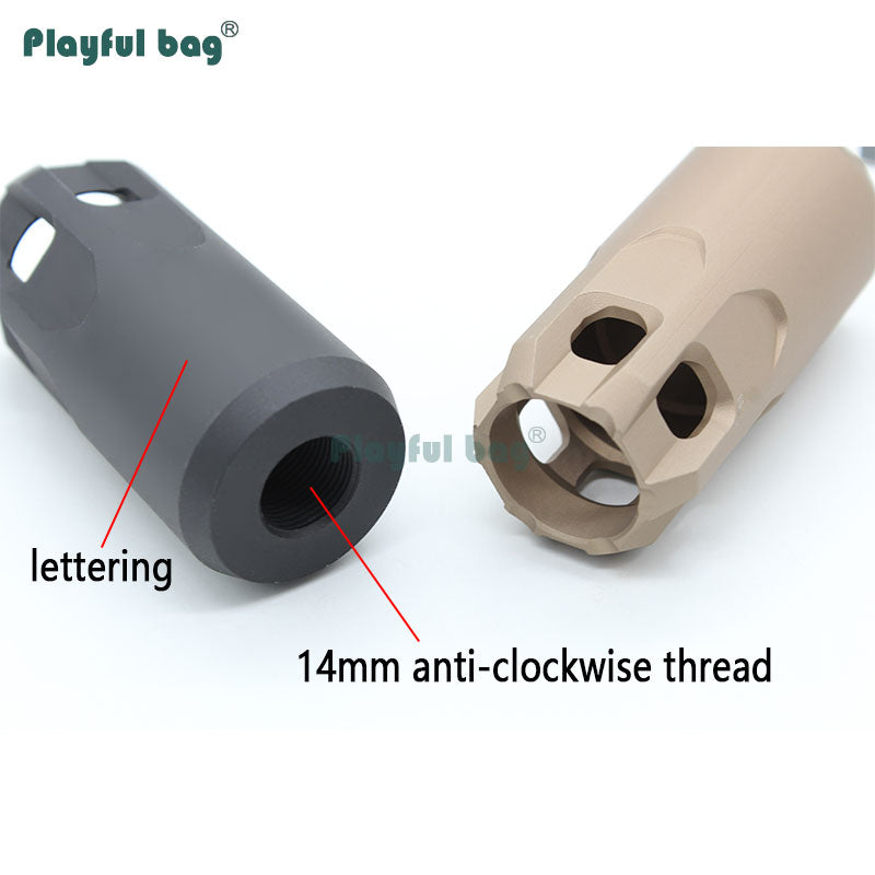 Playful bag Replica Toy Fire cap Front tube 14CCW Simple Silencer Version Outdoor CS gel ball launcher decoration accessory Upgrade material AQB62 Gun suppressor